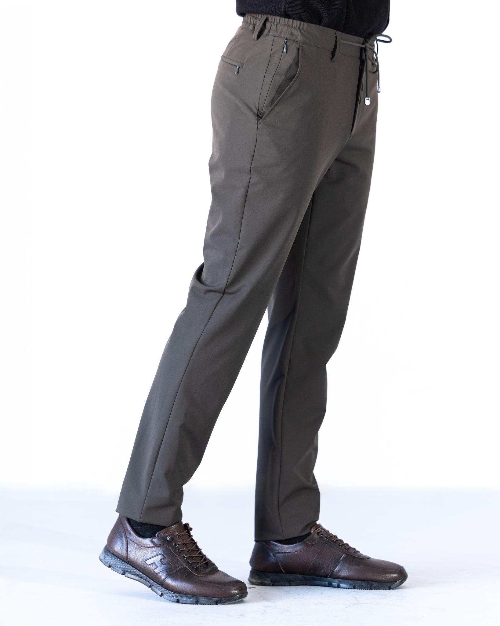 Erkek Pantolon Jogger Fermuarlı Cep Haki