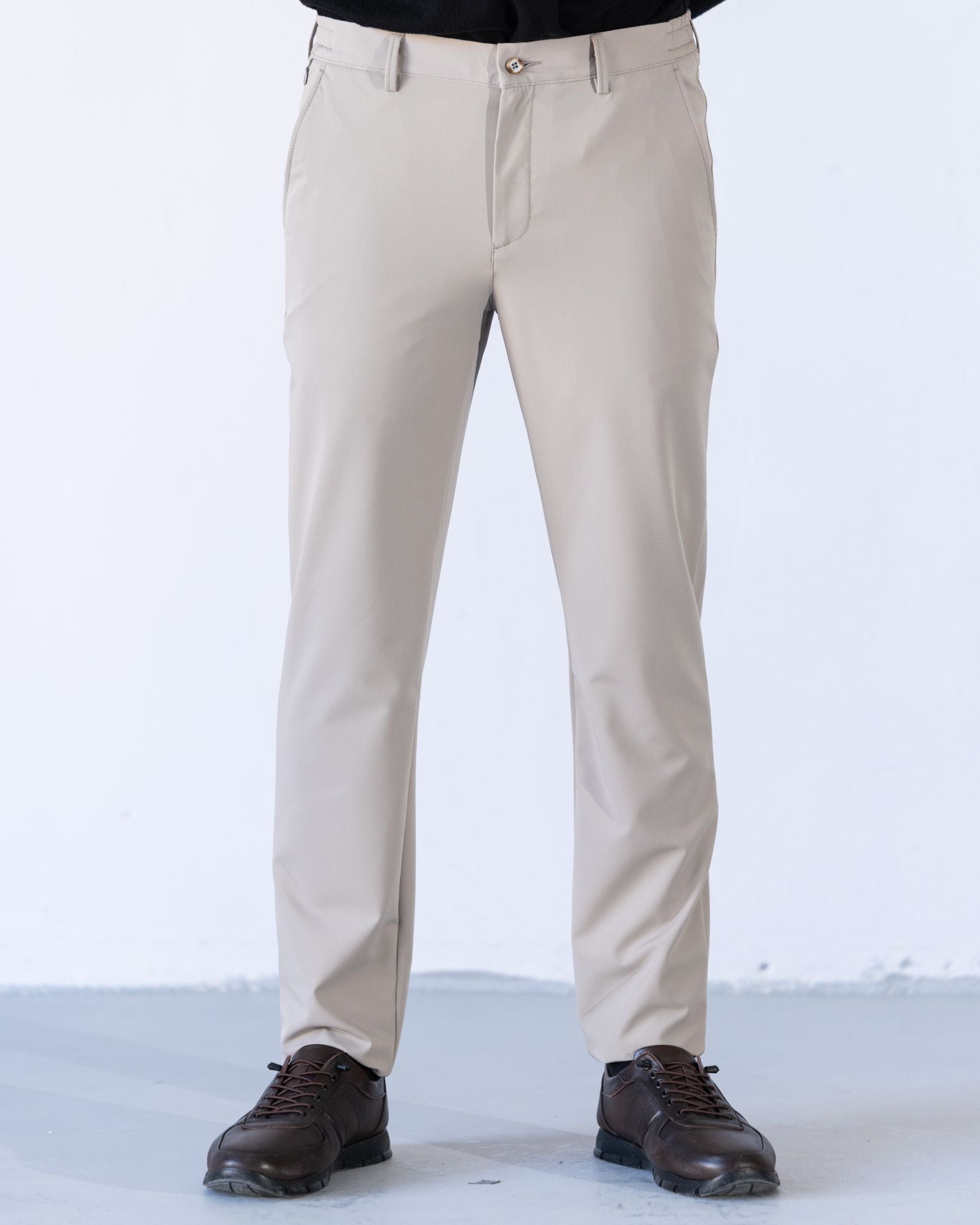 Erkek Pantolon Düz Jogger  Krem