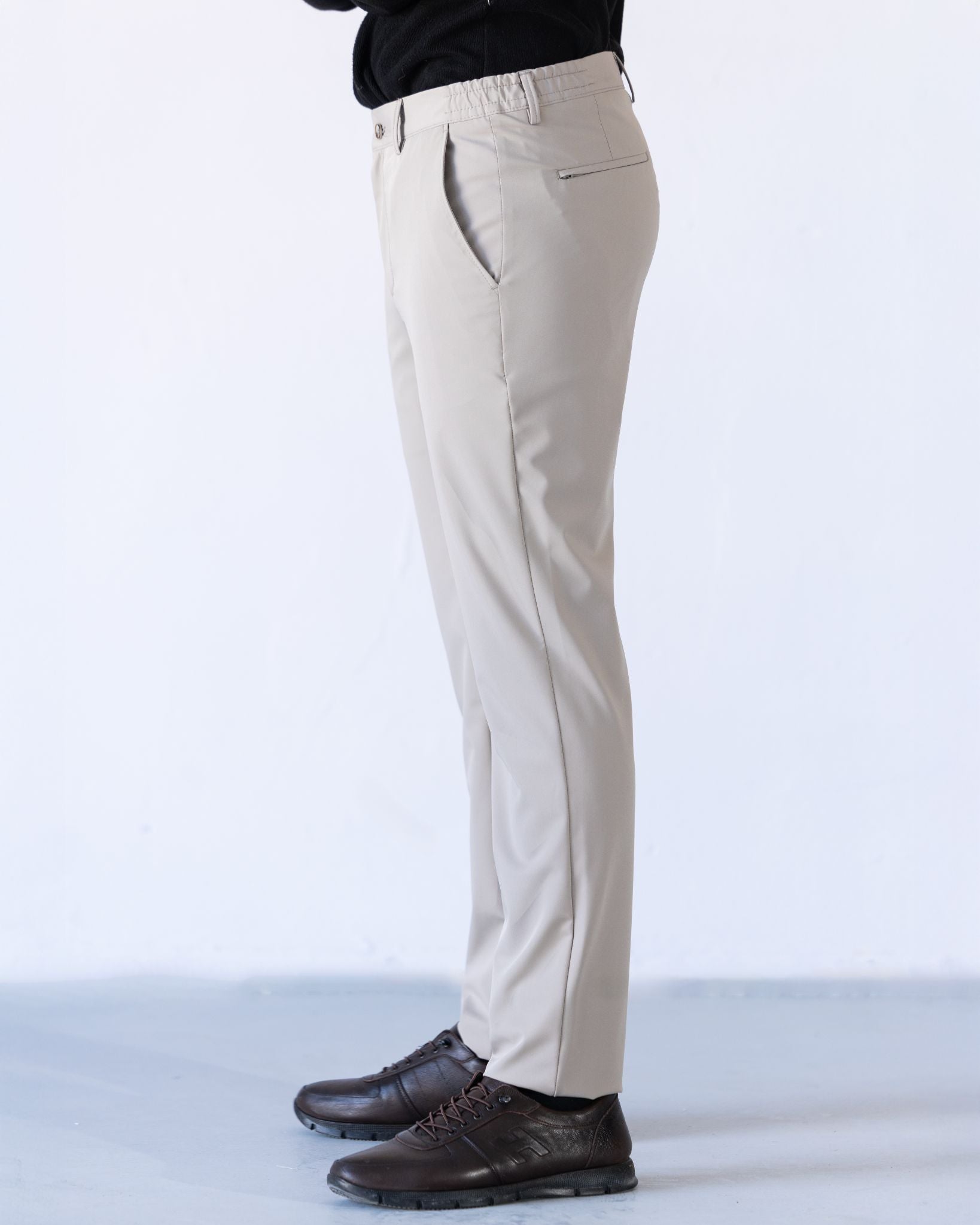 Erkek Pantolon Düz Jogger  Krem